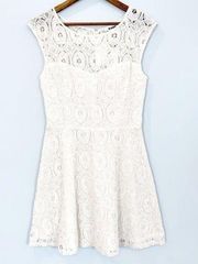 Fit & Flare Lace Overlay Dress Ivory Size 6 NEW