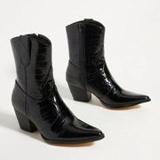 Matisse x Anthropologie Black Bambi Embossed Cowboy Western Boot Womens Size 6
