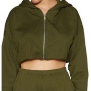 cropped zip up hoodie sweatshirt