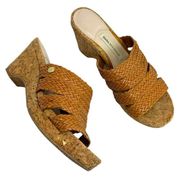 Dana Buchman Billy Cork Wedge Sandal Women's 7 1/2 Braided Heel Gold Boho Resort