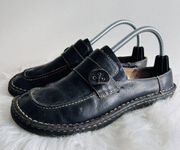 Cherokee Shiny Black Leather Comfort Slip on Loafers ~ Dark Academia ~ Size 9.5