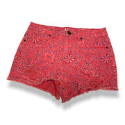 Tokyo Darling Womens Shorts Size 2 Red Bandana Print High Waisted Shorty Shortie