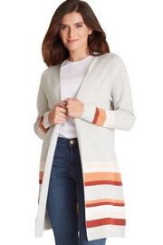 Apt 9 • striped coatigan sweater grey orange cardigan duster longline open