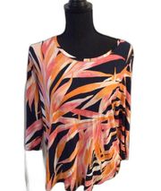 New NWT Large Petite PL JM Collections 3/4 sleeve stretch Tee Top Womens