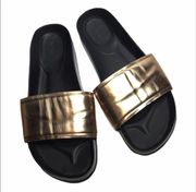 Vince Gold Metallic Westcoast Slide Sandals 8