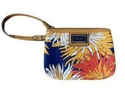 Faux Leather Bright Floral Print Wristlet