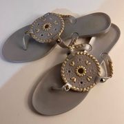 Jack Rogers Sandals Georgica Silver Jelly Thong Size 8