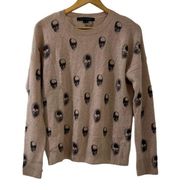 Skull Cashmere Women’s Soft Cozy Skull Print Sweater XS 100% Cashmere