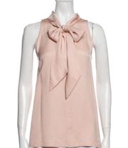 THEORY Women’s Silk Sleeveless Mock Neck Tie front Pink Blouse size small