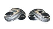 NEW Vintage Trifari Black and Silver Swirl Clip On Fashion Jewelry Earrings