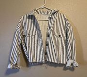 Clothing Stripped Jean Jacket