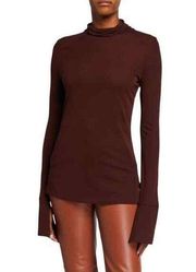 Joseph maroon brown High-Neck Long-Sleeve Crepe Jersey Top