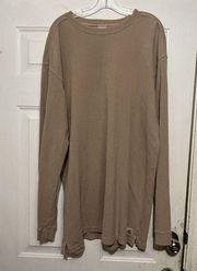 Cathart Sweater Tan Knit Pullover Round Neck Long Sleeve Cotton Size XL