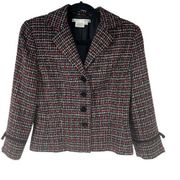 Maggy London Black Red Tweed Career Blazer