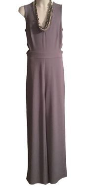 Bar III Womens Purple V-Neck Cut-Out Waist Crepe Jumpsuit Pick Sz 8