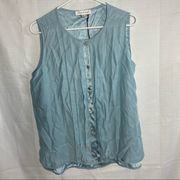 Amour Vert light blue Medium Silk Pleated sleeveless Blouse