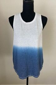Live Love Dream Ombre White and Blue Tank Top Size M