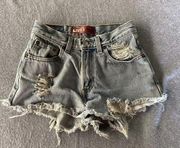 Levi’s  550 Shorts Women 14 Slim Red Tab Rip Distress Cut Off Denim Jean Short VTG