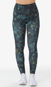 Lole Burst High-Waisted Ankle Leggings Midnight Garden Eucalyptus Green Size XS