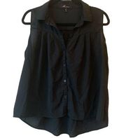 Monteau Black Sleeveless Button Up Blouse Size Large