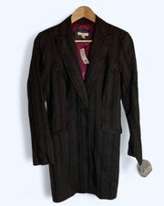 Aura  NEW long-line ladies black striped wool blend retro coat size 4