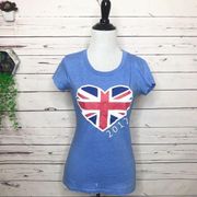 🌺 3/$20 SALE Blue Union Jack Flag Heart T-Shirt