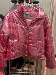 Pink Metallic Puffer Coat