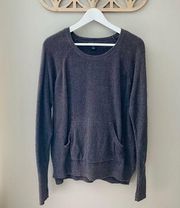Barefoot Dreams CozyChic Lite Pullover Sweater Charcoal Sz Medium