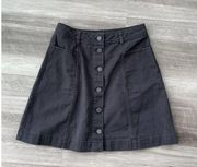 Divided by H&M Black Denim Button Front Skirt Size 2 A-Line Mini A2