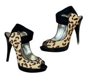 Michael Shannon Animal Print Ankle Strap Heels Size 6