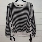 CUPIO | Black & White Striped Sweater | XL