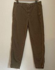 Women's Cropped Chino Pants Size 29 Olive Green 100% Cotton Casual Work