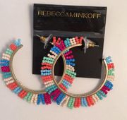 New Rebecca Minkoff Fun Multi Color Beaded Hoops