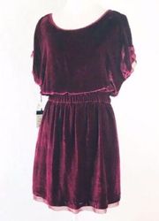 Aritzia talula maroon velvet cutout back dress