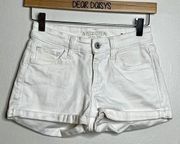 White Arizona Mid Rise Denim Shorts