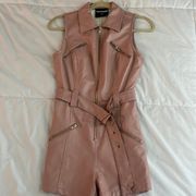 Pink faux leather romper