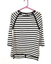 Neiman‎ Marcus The Cashmere Collection Sweater Black/White Striped Key Hole Back