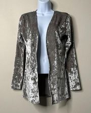 Weekend Edition Grey Crushed Velvet Lounge Cardigan Small NEW