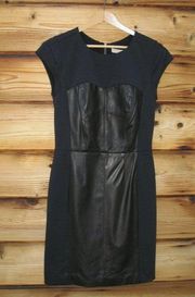 Black Leather Bustier Sheath Dress
