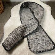 Handmade Crochet Knit Scarf In Gray