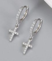 NEW Fashion Earrings Jewelry 925 Sterling Silver Cross Earrings‎