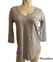 SO Heather Grey V-Neck Tee w/ 3/4 Sleeves Size XS