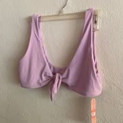 NWT GB Swim Large Lilac Purple Tie Front Over the Shoulder Strap Bikini Top