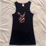 Playboy Zebra Black Tank Top