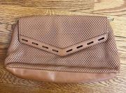 Rebecca Minkoff Perforated Leather Clutch Cognac Brown Magnetic Closure