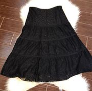 Bandolino black bohemian mesh lace skirt sz 6