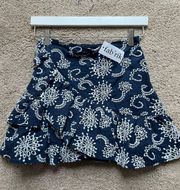 fab’rik blue and white ruffle mini skirt