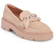 Nordstrom Trinity Lea Loafer Pink Peach Suede 8 M Chain Accent Lug Sole