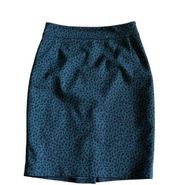 Tahari Pencil Skirt Womens Charcoal Gray Leopard Print Ponte Knit Lined 10