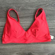 NWT AERIE Scoop Bikini Top Berry Red V-Neck Removable Pads Size XL